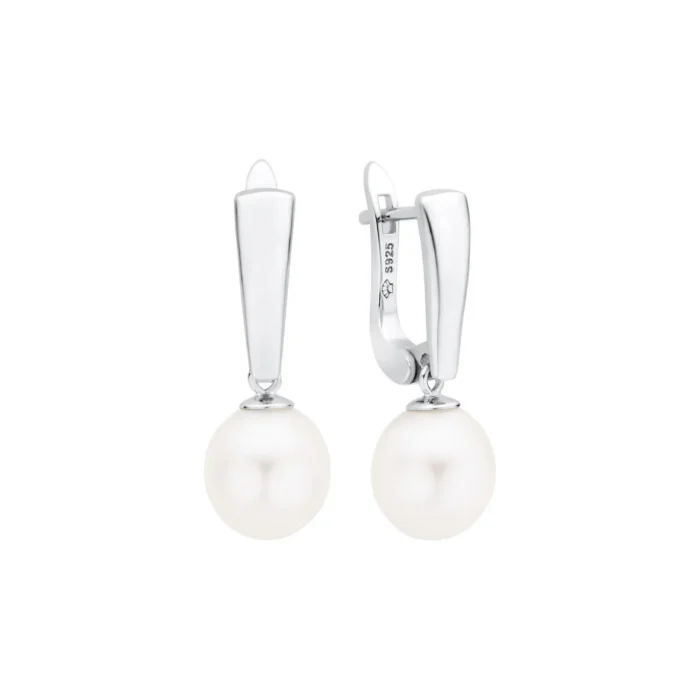 GAURA SK22225EL Elegant silver earrings featuring lustrous white pearls, adding a classic touch to any outfit