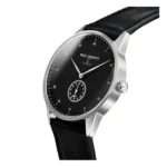 PAUL HEWITT PH004755-2 Elegantne hõbedane ja must Paul Hewitti kell stiilse disainiga, klassikalise ümara kella näo ja musta nahkrihmaga.