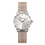THOMAS SABO WA0273 Elegant Thomas Sabo watch featuring a silver face, rose gold accents, and a two-tone mesh strap.