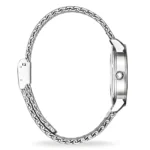THOMAS SABO WA0273-3 Side view of a sleek silver watch featuring a chain-link band and a simple, elegant round face with a single crown.