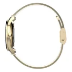 TIMEX TW2V01300-3 Elegant guldfärgad klocka med svart urtavla, nätband och en elegant profil som visar upp dess raffinerade design och hantverk.