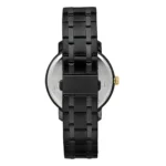 TRUSSARDI R2453147009-4 Black Trussardi watch featuring a sleek chain link band and gold accent on the crown, showcasing a minimalist style.