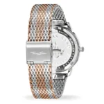 A stylish Thomas Sabo watch featuring a dual-tone silver and rose gold mesh band and a polished clasp.